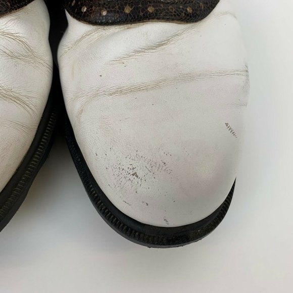 Footjoy Dryjoy Tour Pro Golf Shoes White Brown Soft Spike Mens Size 7.5 Wide - Picture 7 of 7